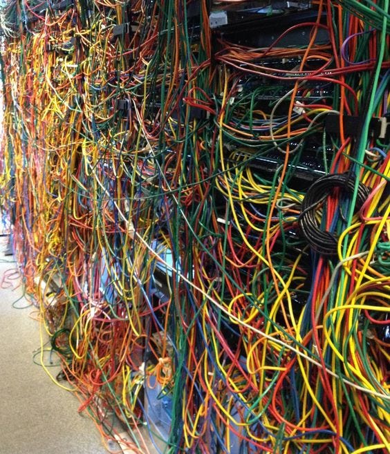 A tangle of network cables